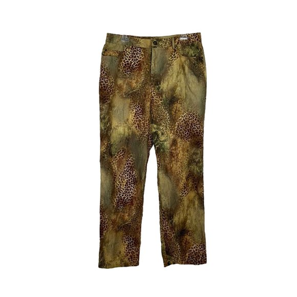 Andre Oliver Vintage Brown Animal Leopard Print Button Front Pantsuit 10 - Picture 3 of 11